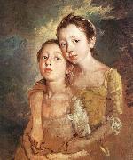GAINSBOROUGH, Thomas The Artist-s Daughters with a Cat oil on canvas